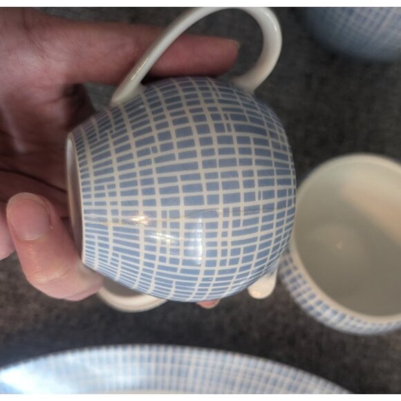 Arzberg "Bastdekor Blau" (Blue) Coffee Pot Set with Creamer, Sugar Bowl & Tray - Picture 5 of 11